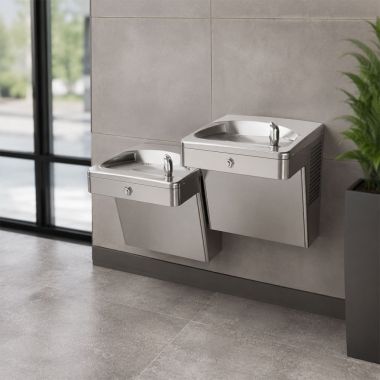 Click here to see Oasis 507649 Oasis VersaCooler II Outdoor Rated Bi-Level Drinking Fountain, Filtered, Refrigerated, Stainless Steel - PGVDF8ACSL-14G (507649)