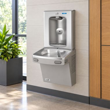 Click here to see  507047FVF Oasis VersaCooler II Single Drinking Fountain w/ Electronic Bottle Filler, VersaFilter lll, Refrigerated, 8 GPH, Greystone - PG8FEBF (507047FVF)