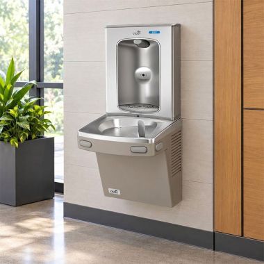 Click here to see Oasis 507048FVF Oasis VersaCooler II Single Drinking Fountain w/ Electronic Bottle Filler, VersaFilter lll, Refrigerated, 8 GPH, Sandstone - PG8FEBF (507048FVF)