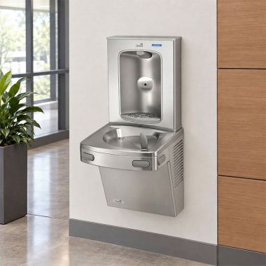 Click here to see Oasis 507049FRX Oasis VersaCooler II Single Drinking Fountain w/ Electronic Bottle Filler, Pharmaceutical Filter, Refrigerated, 8 GPH, Stainless Steel - PG8FEBF (507049FRX)
