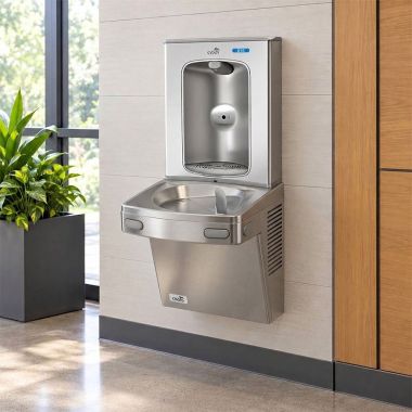 Click here to see  507049FVF Oasis VersaCooler II Single Drinking Fountain w/ Electronic Bottle Filler, VersaFilter lll, Refrigerated, 8 GPH, Stainless Steel - PG8FEBF (507049FVF)