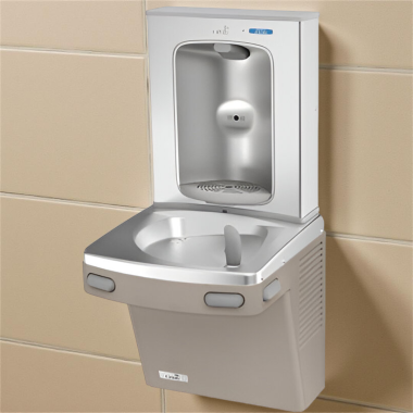 Click here to see Oasis 507048FPF Oasis VersaCooler II Single Drinking Fountain w/ Electronic Bottle Filler, Total PFAS Filter, Refrigerated, 8 GPH, Sandstone - PG8FEBF (507048FPF)