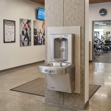 Click here to see Oasis 507065FRX Oasis Versacoller II Drinking Fountain w/ Electronic Bottle Filler, Pharmaceutical Filter, Non-Refrigerated, Stainless Steel - PGVFEBF (507065FRX)