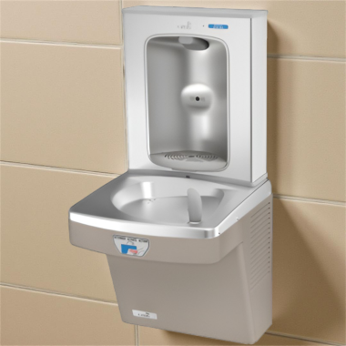 Click here to see Oasis 507081FVF Oasis VersaCooler II Single Contactless Drinking Fountain w/ Electronic Bottle Filler, VersaFilter lll, Non-Refrigerated, Sandstone - PGFEBFT (507081FVF)
