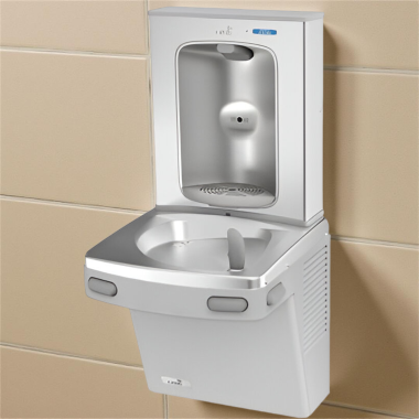 Click here to see Oasis 507191FVF Oasis VersaCooler II Single Drinking Fountain w/ Electronic Bottle Filler, VersaFilter III, Non-Refrigerated, Greystone - PGFEBF (507191FVF)