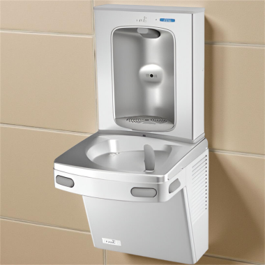Click here to see Oasis 507192FRX Oasis VersaCooler II Single Drinking Fountain w/ Electronic Bottle Filler, Pharmaceutical Filter, Non-Refrigerated, Stainless Steel - PGFEBF (507192FRX)