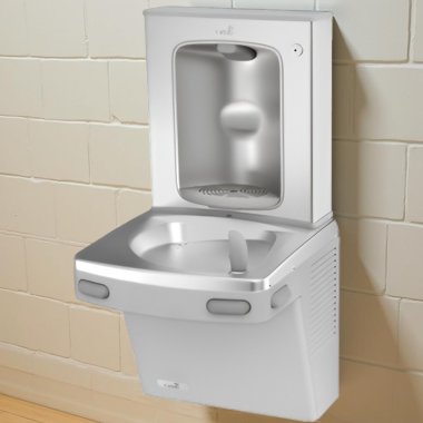 Click here to see Oasis 507306FPF Oasis VersaCooler II Single Drinking Fountain w/ Mechanical Bottle Filler, Total PFAS Filter, Refrigerated, 8 GPH, Greystone - PG8FSBF (507306FPF)
