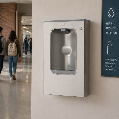 Click here to see Oasis 507331FPF Oasis VersaFiller Mechanical Bottle Filler, Surface Mounted, Total PFAS, Non-Refrigerated, Stainless Steel - PWSMFSBF (507331FPF)