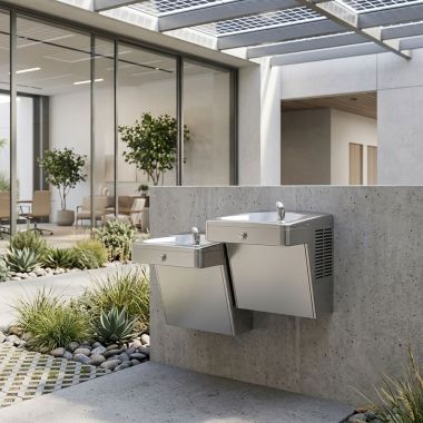 Click here to see Oasis 507438FRX Oasis VersaCooler II 14-Gauge Vandal Resistant Bi-Level Drinking Fountain, Pharmaceutical Filter, Refrigerated, 8 GPH, Stainless Steel - PGVF8ACSL-14G (507438FRX)