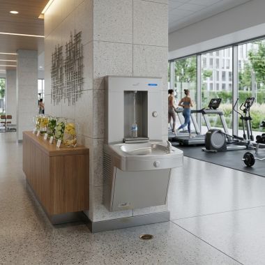 Click here to see Oasis 507566FPF Oasis Single Drinking Fountain with Electro-Mechanical Bottle Filler, Total PFAS, Non-Refrigerated, Stainless Steel - PGVFSVBF (507566FPF)