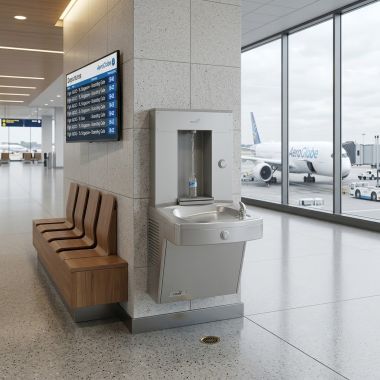 Click here to see Oasis 507595FVF Oasis Single Drinking Fountain, VersaFilter III, Non-Refrigerated, Stainless Steel - PGVFMVBF-BRB (507595FVF)