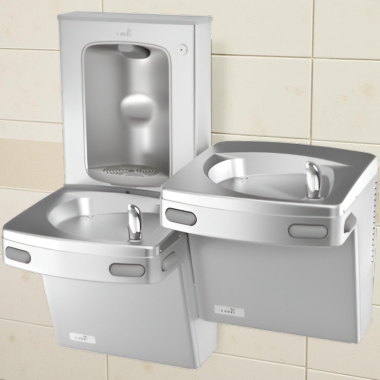 Click here to see Oasis 507617FVF Oasis VersaCooler II Bi-Level Drinking Fountain w/ Mechanical Bottle Filler, VersaFilter III, Refrigerated, 8 GPH, Stainless Steel - PG8FSBFSL-BRB (507617FVF)