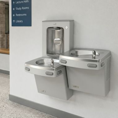 Click here to see Oasis 507620FVF Oasis VersaCooler II Bi-Level Drinking Fountain w/ Mechanical Bottle Filler, VersaFilter III, Non-Refrigerated, Greystone - PGFSBFSL-BRB (507620FVF)