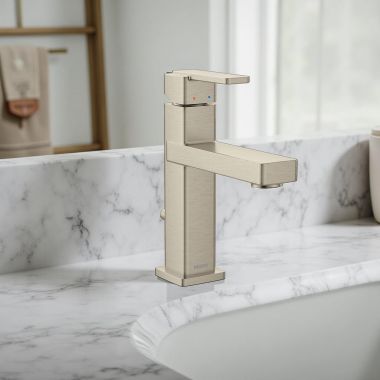Click here to see Moen 6805BN Moen Iver Single-Handle Bathroom Faucet, WaterSense, 1 GPM, Brushed Nickel - 6805BN