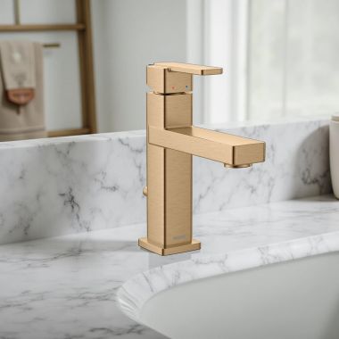 Click here to see Moen 6805BZG Moen Iver Single-Handle Bathroom Faucet, WaterSense, 1 GPM, Bronzed Gold - 6805BZG