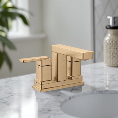 Click here to see Moen 6815BZG Moen Iver Centerset Two-Handle Bathroom Faucet, ADA, WaterSense, 1 GPM, Bronzed Gold - 6815BZG