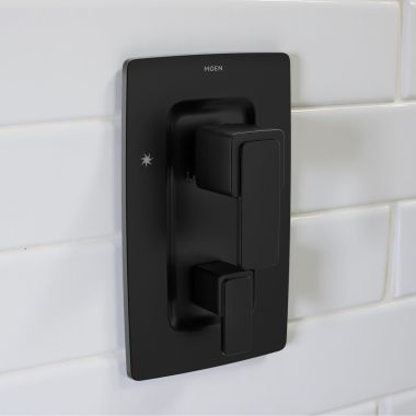 Click here to see Moen T2570BL Moen Iver Posi-Temp Three-Function Diverter Pressure Balancing Valve Trim, ADA, Matte Black - T2570BL