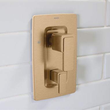 Click here to see Moen T2570BZG Moen Iver Posi-Temp Three-Function Diverter Pressure Balancing Valve Trim, ADA, Bronzed Gold - T2570BZG