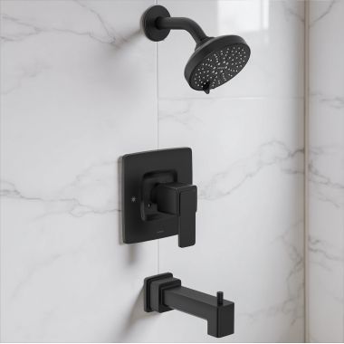 Click here to see Moen T2583NHBL Moen Iver Posi-Temp Tub and Shower Trim, 1.75 GPM, WaterSense, ADA, Less Showerhead, Matt Black - T2583NHBL