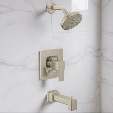 Click here to see Moen T2583NHBN Moen Iver Posi-Temp Tub and Shower Trim, 1.75 GPM, WaterSense, ADA, Less Showerhead, Brushed Nickel - T2583NHBN