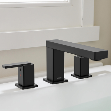 Click here to see Moen T682BL Moen Iver Two-Handle Roman Tub Faucet Trim, ADA, Matte Black - T682BL