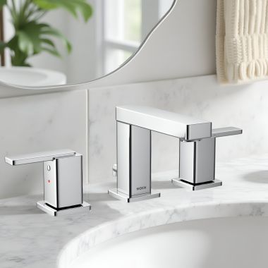 Click here to see Moen TV6820 Moen Iver Two Handle Widespread Bathroom Faucet, WaterSense, 1.0 GPM, Chrome - TV6820