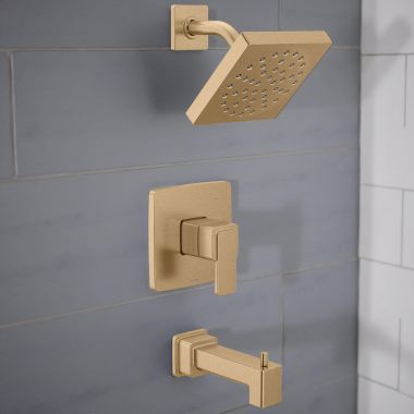 Click here to see Moen UT2683EPBZG Moen Iver M-Core 2 Series Tub and Shower Trim, ADA, 1.75 GPM, Bronzed Gold - UT2683EPBZG