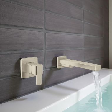 Click here to see Moen WT694BN Moen Iver One-Handle Tub Filler Trim, Wall-Mount, ADA, 8 GPM, Brushed Nickel - WT694BN