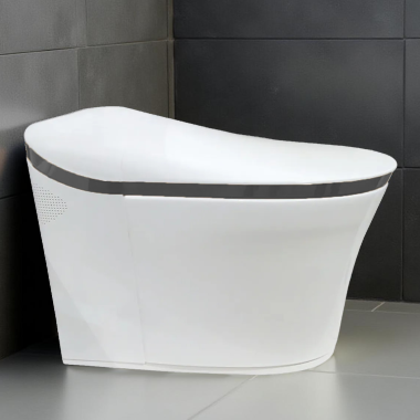Click here to see Kohler K-77795-0BL Kohler Eir One-Piece Elongated Smart Toilet, Dual-Flush, White with Matte Black Trim - K-77795-OBL