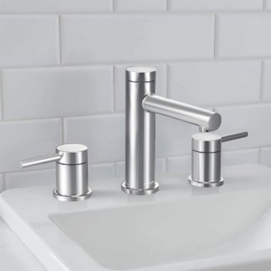 Click here to see Moen TV6193 Moen Align Widespread Bathroom Faucet with Valve and Metal Drain, 1.2 gpm WaterSense, Duralast Cartridge, 1/2 Connection, Chrome - TV6193