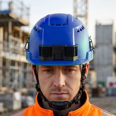 Click here to see Milwaukee 48-73-1368C Milwaukee BOLT Front-Brim Vented Safety Helmet w/ IMPACT ARMOR Liner, Type 2 Class C, Blue - 48-73-1368C