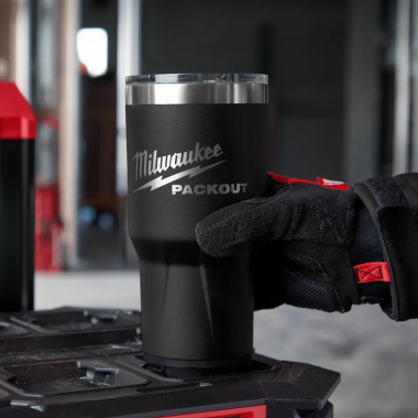 Click here to see Milwaukee 48-22-8393B Milwaukee PACKOUT 30 oz. Tumbler with All-Day Hot and Cold Retention, Black - 48-22-8393B