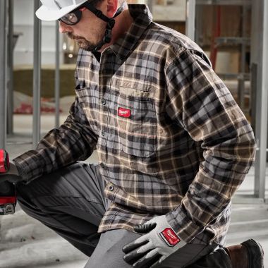 Click here to see Milwaukee M551G-XL Milwaukee GRIDIRON Flannel Shirt, XL, Grey - M551G-XL