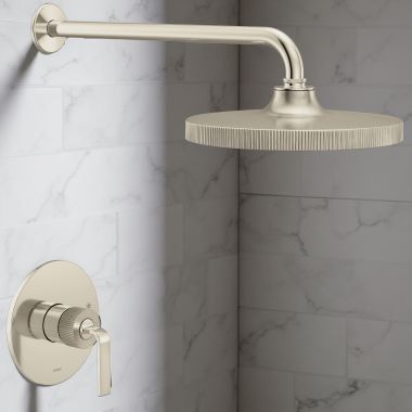 Click here to see Moen TS2582EPNLBN Moen Cambium Shower Trim, Posi-Temp, M-PACT, ADA, WaterSense, 1.75 GPM, Polished Nickel/ Brushed Nickel - TS2582EPNLBN