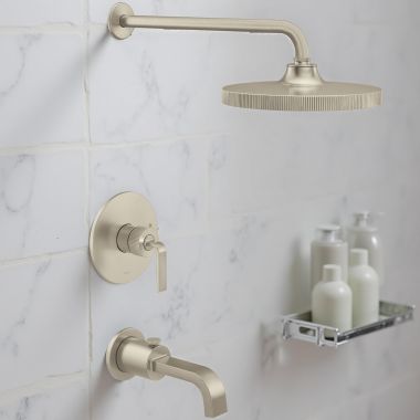 Click here to see Moen TS2583EPBN Moen Cambium Tub and Shower Trim, Posi-Temp, M-PACT, ADA, WaterSense, 1.75 GPM, Brushed Nickel - TS2583EPBN