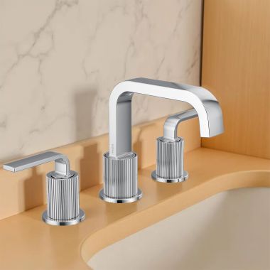 Click here to see Moen TVS5758 Moen Cambium Two-Handle Widespread Bathroom Faucet, Duralast, M-Pact, ADA, WaterSense, 1.2 GPM, Chrome - TVS5758