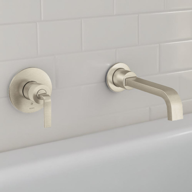 Click here to see Moen WTS574BN Moen Cambium One-Handle Wall Mount Tub Filler, 8 GPM, Brushed Nickel - WTS574BN