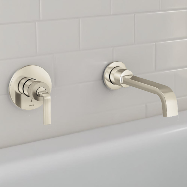 Click here to see Moen WTS574NLBN Moen Cambium One-Handle Wall Mount Tub Filler, 8 GPM, Brushed Nickel/Polished Nickel - WTS574NLBN