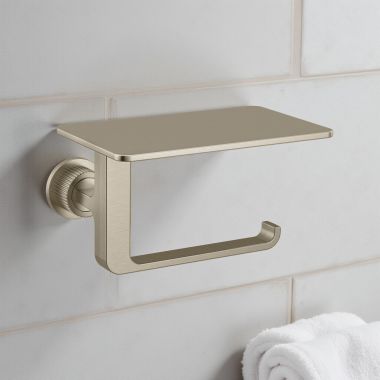Click here to see Moen YB0689BN Moen Cambium Toilet Paper Holder With Shelf, Brushed Nickel - YB0689BN