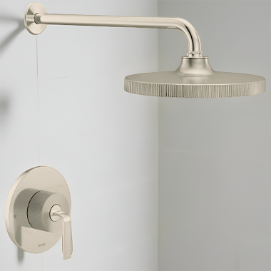 Click here to see Moen UTS22582EPNLBN Moen Cambium M-CORE 2-Series Single-Handle Shower Trim, ADA, 1.75 GPM, Brushed Nickel/Polished Nickel - UTS22582EPNLBN