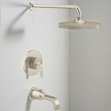 Click here to see Moen UTS22583EPNLBN Moen Cambium M-CORE 2-Series Single-Handle Tub/Shower Trim, ADA, 1.75 GPM, Brushed Nickel/Polished Nickel - UTS22583EPNLBN