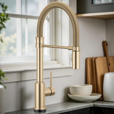 Click here to see Delta 9659TL-CZ-DST Delta Trinsic Pull-Down Single-Hole Kitchen Faucet with Touch2O, Magnetic Docking, ADA, 1.8 GPM, Champagne Bronze - 9659TL-CZ-DST