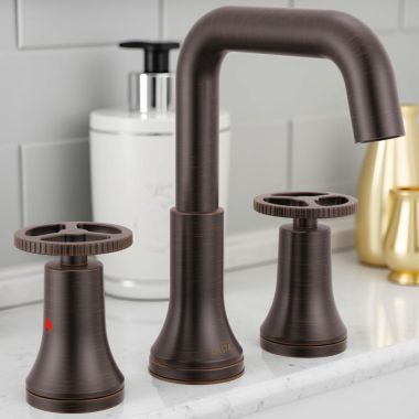 Click here to see Delta 35547-RBMPU-DST Delta Trinsic Two-Handle Bathroom Faucet with Metal Pop-Up, 1.2 GPM, DIAMOND Seal, Wheel Handles, Venetian Bronze - 35547-RBMPU-DST