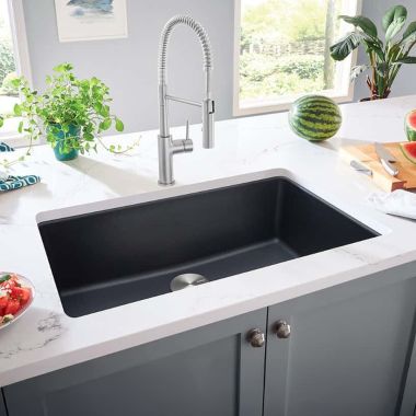 Click here to see Blanco 442556 Blanco Corence 33” Bowl Kitchen Sink, Dual-Mount, Silgranit, Anthracite - 442556
