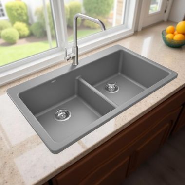 Click here to see Blanco 442562 Blanco Corence 33” Equal Double Bowl Kitchen Sink, Dual-Mount, Metallic Gray - 442562