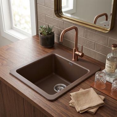 Click here to see Blanco 442573 Blanco Corence 19” Rectangular Dual Mount Bar Sink, Silgranit, Cafe - 442573