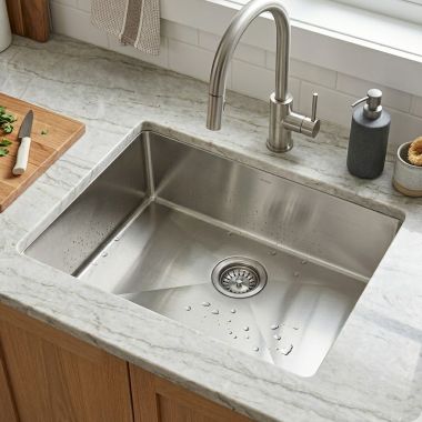 Click here to see Blanco 519546 Blanco Quatrus 22” Single Bowl Undermount Stainless Steel Kitchen Sink, Satin - 519546