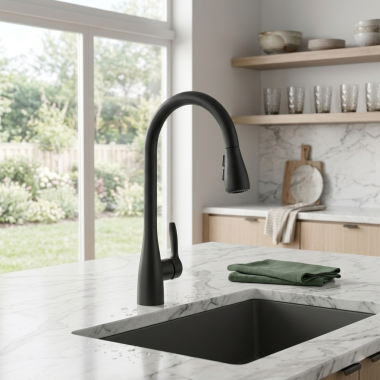 Click here to see  443027 Blanco Atura Series Pull-Down Kitchen Faucet, 1.5 GPM, Matte Black - 443027