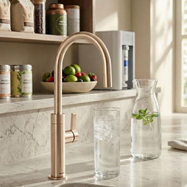 Click here to see Blanco 443255 Blanco Culina II Single-Handle Cold Water Beverage Faucet, RO Ready, 1.5 GPM, Satin Platinum - 443255