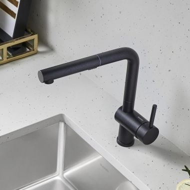 Click here to see  526367 Blanco Linus Two Function Pull-Out Kitchen Faucet, Silgranit, 1.5 GPM, Lever Handle, Anthracite - 526367